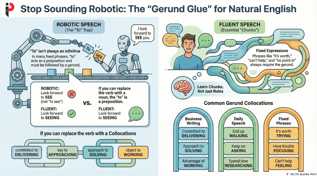 Why Your English Sounds Robotic — And the Gerund Glue That Fixes&nbsp;It